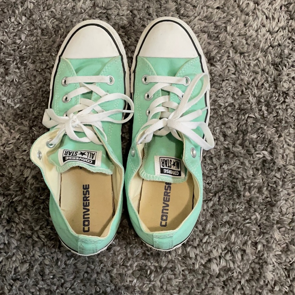 Mint green converse sneakers